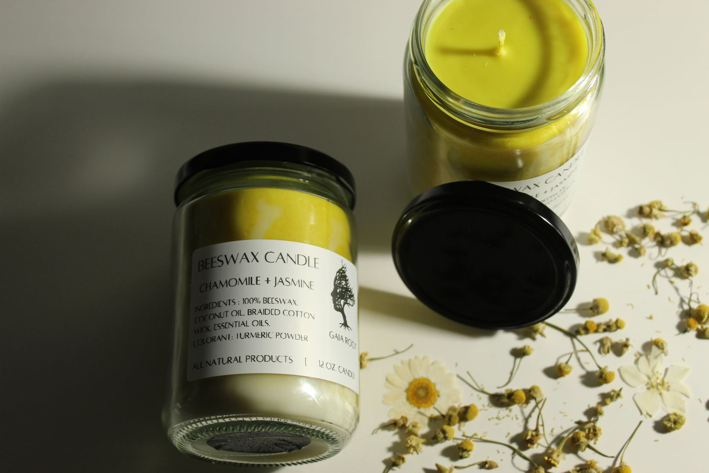 BEESWAX CANDLES CHAMOMILE + JASMINE