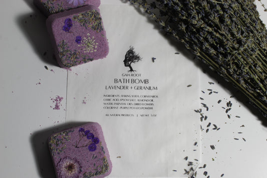 BATH BOMB  LAVENDER + GERANIUM