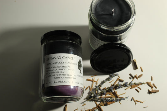BEESWAX CANDLES  SANDALWOOD + LAVENDER