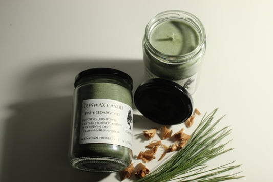 BEESWAX CANDLES  PINE + CEDARWOOD