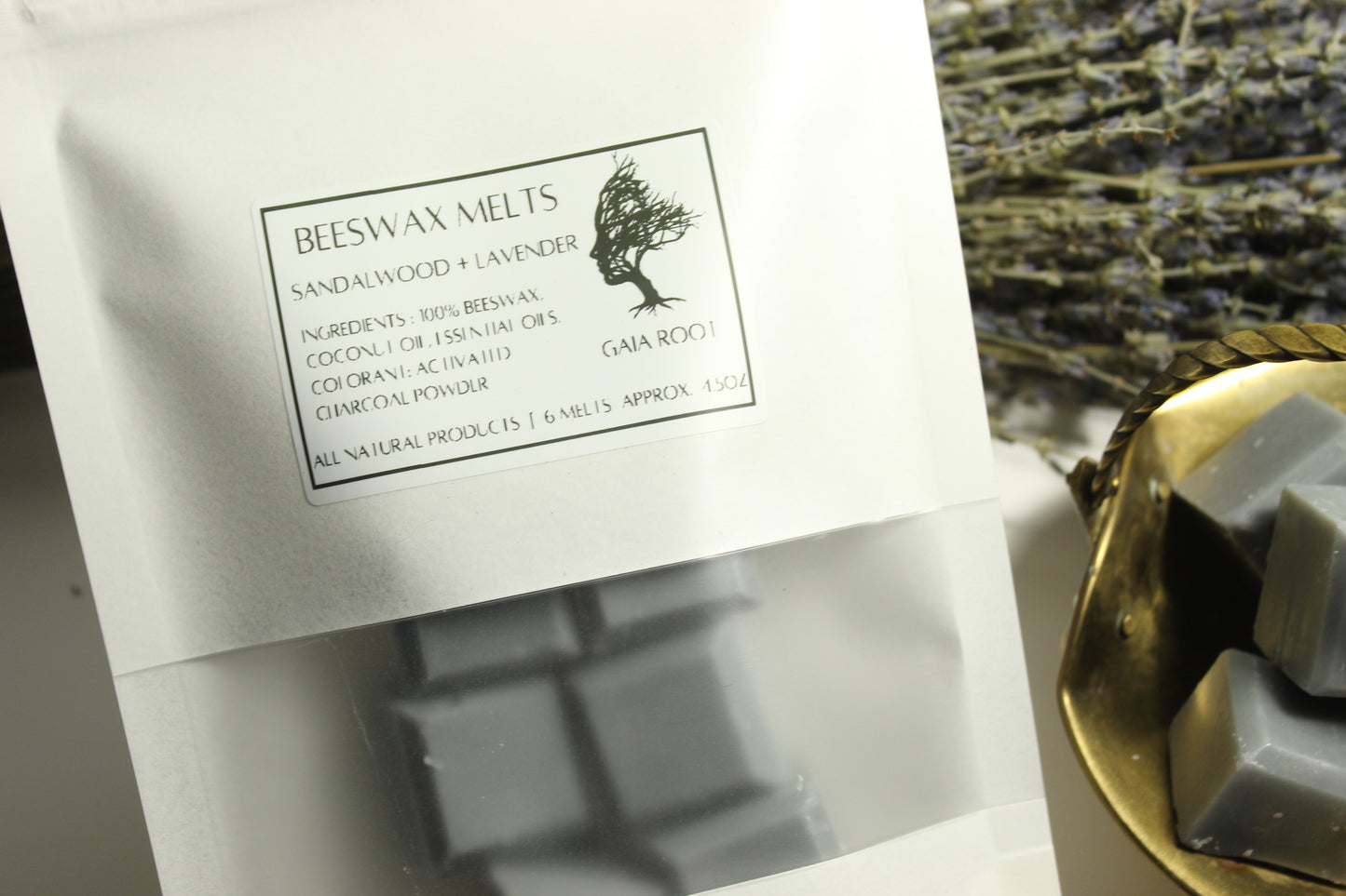 BEESWAX WAX MELTS SANDALWOOD + LAVENDER