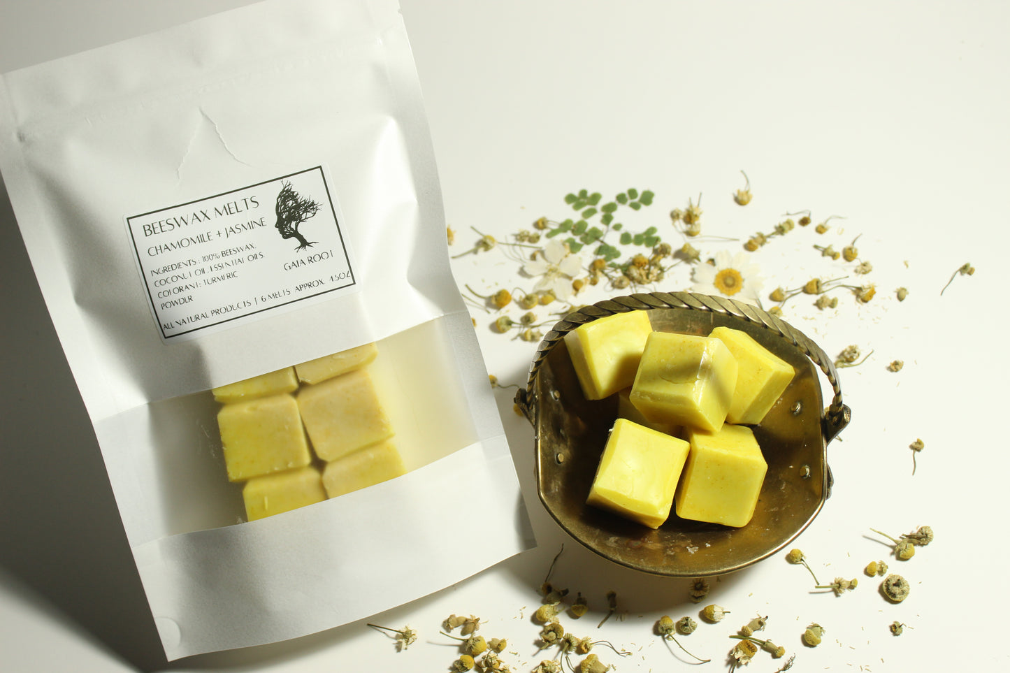 BEESWAX WAX MELTS  CHAMOMILE + JASMINE