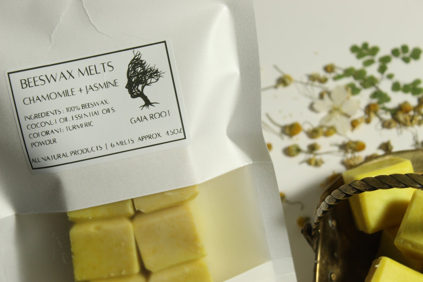 BEESWAX WAX MELTS  CHAMOMILE + JASMINE